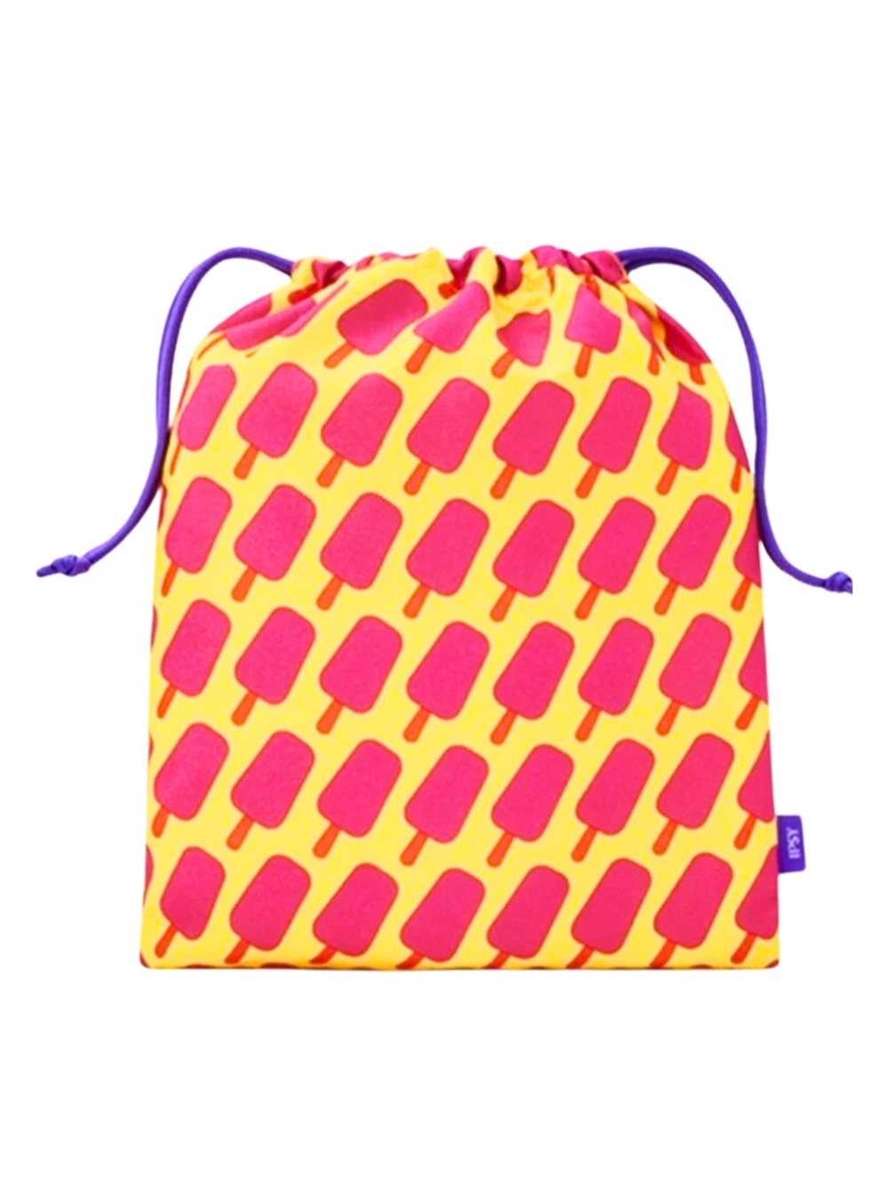 IPSY Glam Bag with Purple Drawstring Closure & Red Popsicle Print - 8 x 11” NWT
